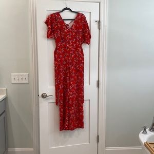 Red floral jumpsuit